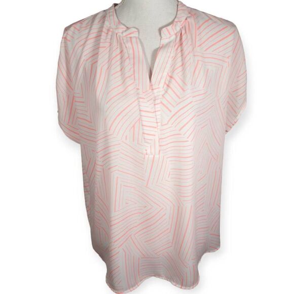 APT.9 WHITE & PINK BLOUSE SZ.L EUC - Picture 1 of 4